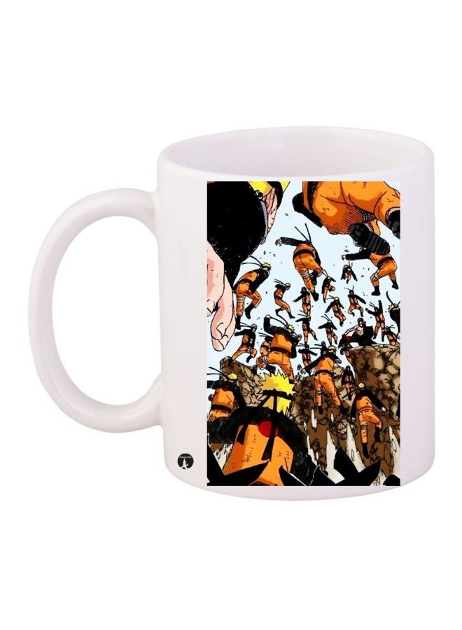 Naruto Printed Coffee Mug White/Orange/Black 11ounce