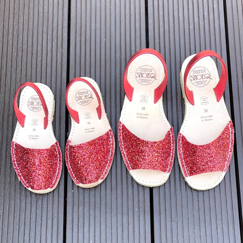 SHOEQ Red Glitter Girls Classic Avarca for Women | Best Price UAE