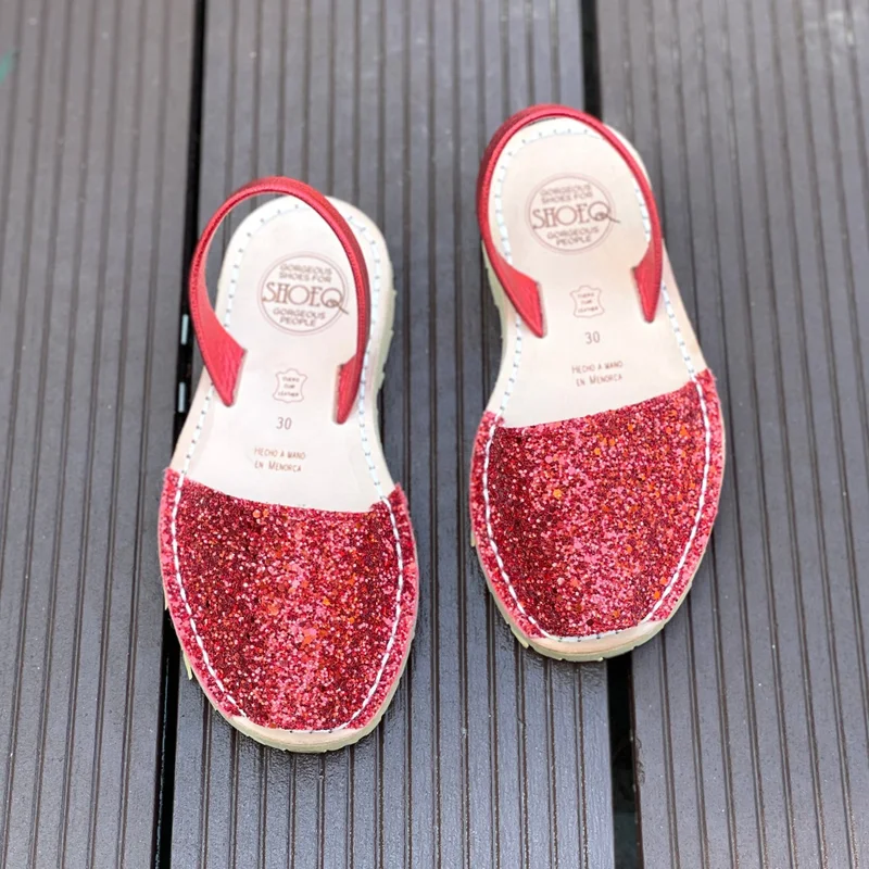 SHOEQ Red Glitter Girls Classic Avarca for Women | Best Price UAE