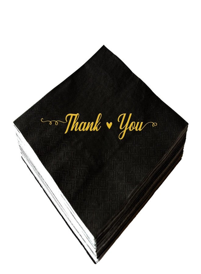 SWEETTALA 50 Thank You Guest Cocktail Napkins Disposable Paper Gold Foil Dinner Hand Napkin for Wedding Engagement Bridal Shower Holiday Anniversary Birthday Party Baby Shower Decorative Towels 3 Ply - Image 1