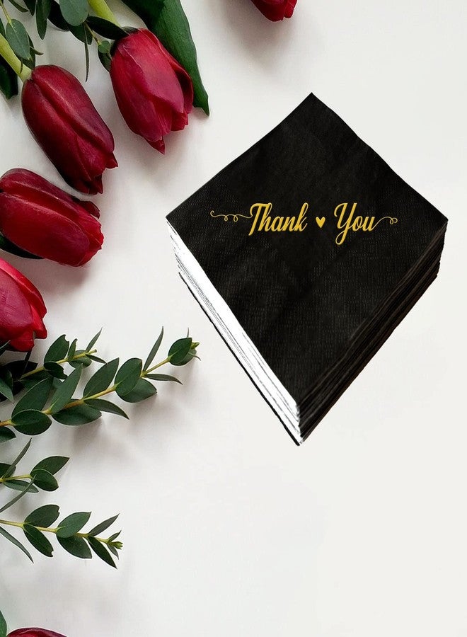 SWEETTALA 50 Thank You Guest Cocktail Napkins Disposable Paper Gold Foil Dinner Hand Napkin for Wedding Engagement Bridal Shower Holiday Anniversary Birthday Party Baby Shower Decorative Towels 3 Ply - Image 4