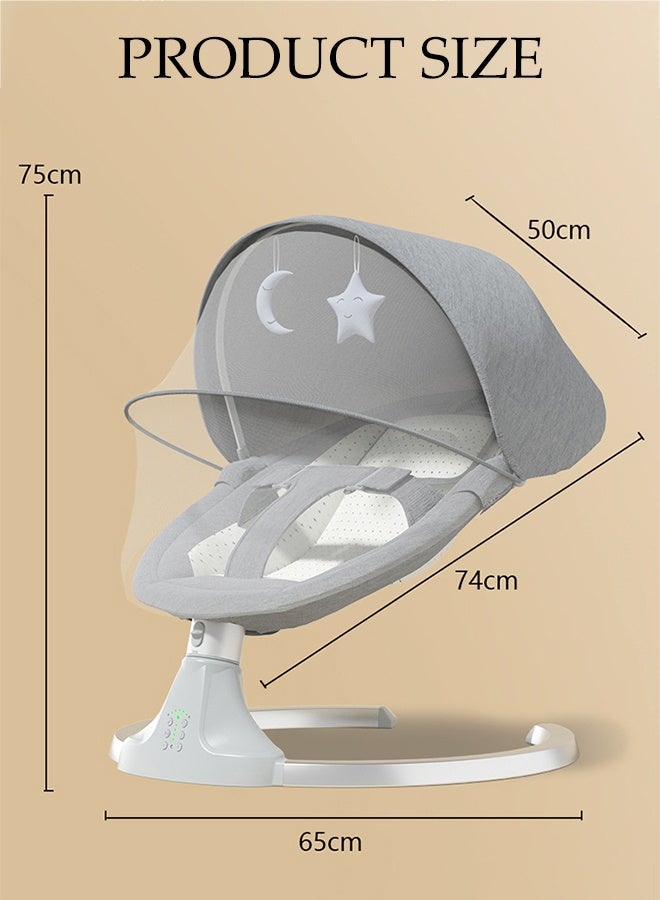 DUNISO Baby Electric Rocking Chair，Multi Functional Baby Swing Chair,3 Speed Intelligent Timing, 5 Speed Intelligent Swing, With Led Display Panel,Bluetooth,Remote Control, Mosquito Net,For 0 to 18 months Old - Image 3