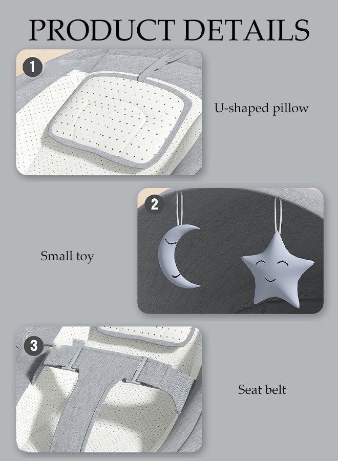 DUNISO Baby Electric Rocking Chair，Multi Functional Baby Swing Chair,3 Speed Intelligent Timing, 5 Speed Intelligent Swing, With Led Display Panel,Bluetooth,Remote Control, Mosquito Net,For 0 to 18 months Old - Image 4