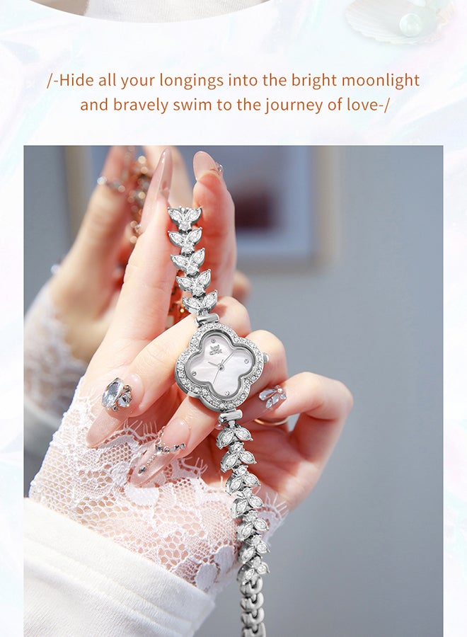 OPK Four-Leaf Clover Watch Ladies Watch Diamond Bracelet Waterproof Watch 6049 - Image 5