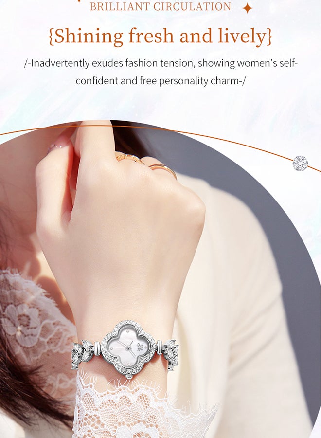 OPK Four-Leaf Clover Watch Ladies Watch Diamond Bracelet Waterproof Watch 6049 - Image 4