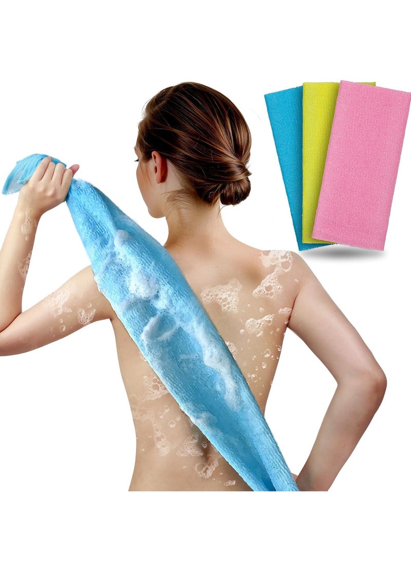 Exfoliating Washcloth Body Scrubber BackScrubber for Shower Japanese Beauty Washcloth Bath WashCloth Korean Exfoliation Luffah Towel Net Sponge LoofahBody Scrub 3 Pack  - Image 1
