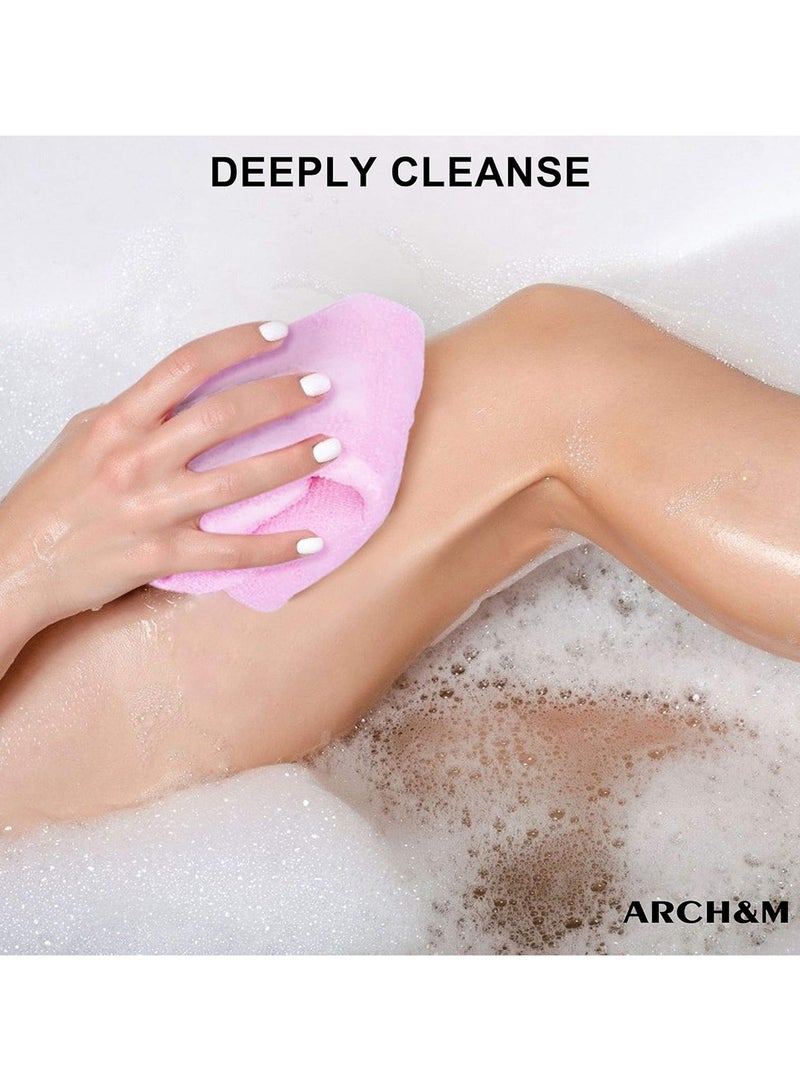 Exfoliating Washcloth Body Scrubber BackScrubber for Shower Japanese Beauty Washcloth Bath WashCloth Korean Exfoliation Luffah Towel Net Sponge LoofahBody Scrub 3 Pack  - Image 3