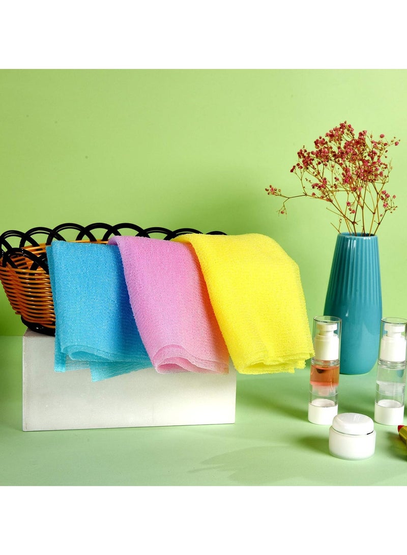 Exfoliating Washcloth Body Scrubber BackScrubber for Shower Japanese Beauty Washcloth Bath WashCloth Korean Exfoliation Luffah Towel Net Sponge LoofahBody Scrub 3 Pack  - Image 5