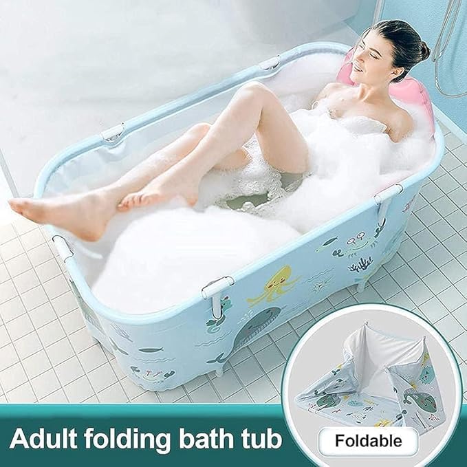 SAMUSAGYA Portable Foldable Bathtub,Foldable Soaking Bathtub for Adults, Freestanding Bathtubs, Hot Bath Tub, Ice Bath, Family Bathroom SPA Tub 47.2x19.7x21.7inch (Fish) - Image 5