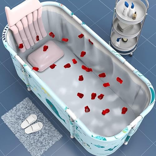 SAMUSAGYA Portable Foldable Bathtub,Foldable Soaking Bathtub for Adults, Freestanding Bathtubs, Hot Bath Tub, Ice Bath, Family Bathroom SPA Tub 47.2x19.7x21.7inch (Fish) - Image 2