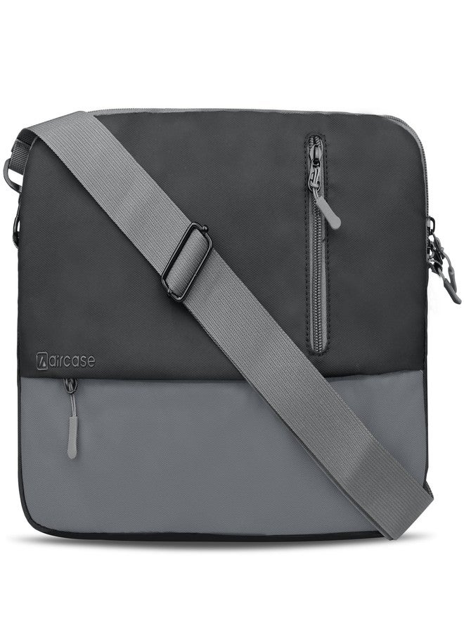 AirCase Laptop Messenger Sleeve Bag 13.3 Inch for MacBook & Laptop, Water Resistant PU Leather, Shockproof Padded Laptop Bag with Shoulder Strap, Front Organiser Pocket & Office Crossbody Case (Black) - Image 1