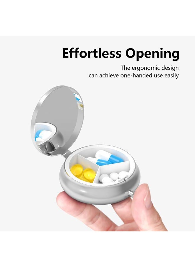 VANCANYOHO Pill Box-3 Compartment Small Pill Case for Purse & Pocket Mini Metal Pill Holder Travel Pill Container to Hold Supplements Vitamins BPA-Free (Wildflowers) - Image 2