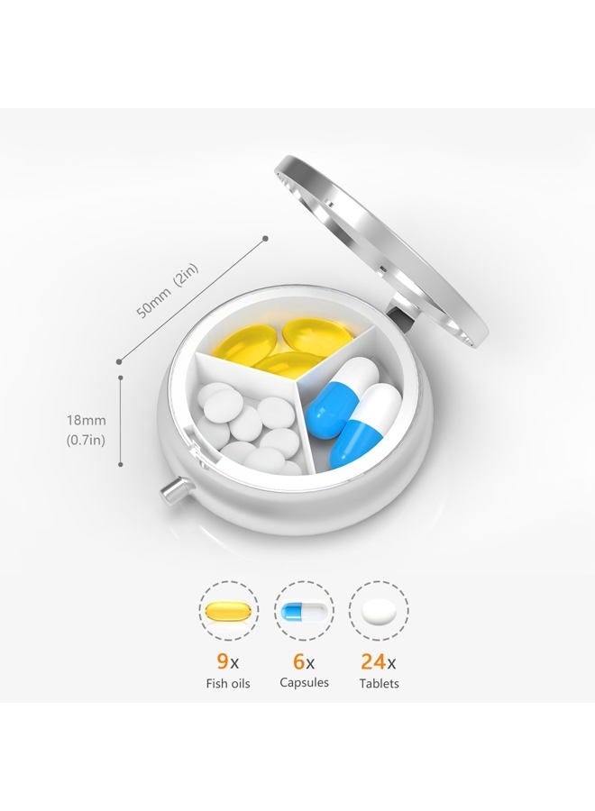 VANCANYOHO Pill Box-3 Compartment Small Pill Case for Purse & Pocket Mini Metal Pill Holder Travel Pill Container to Hold Supplements Vitamins BPA-Free (Wildflowers) - Image 3
