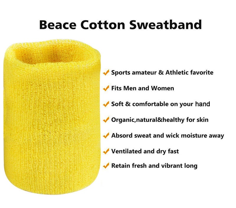 Neska Moda Unisex Yellow Cotton Wrist Band-MFN-WB14 - Image 3