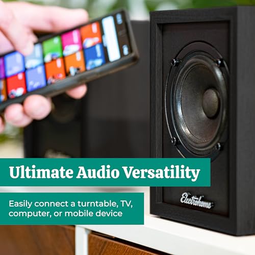 Electrohome Huntley Powered Bookshelf Speakers with Built-in Amplifier and 3" Drivers for Turntable, TV, PC and Wireless Music Streaming Featuring Bluetooth 5, RCA and Aux (EB10B) - Image 3