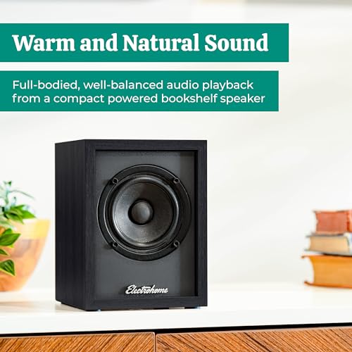 Electrohome Huntley Powered Bookshelf Speakers with Built-in Amplifier and 3" Drivers for Turntable, TV, PC and Wireless Music Streaming Featuring Bluetooth 5, RCA and Aux (EB10B) - Image 2