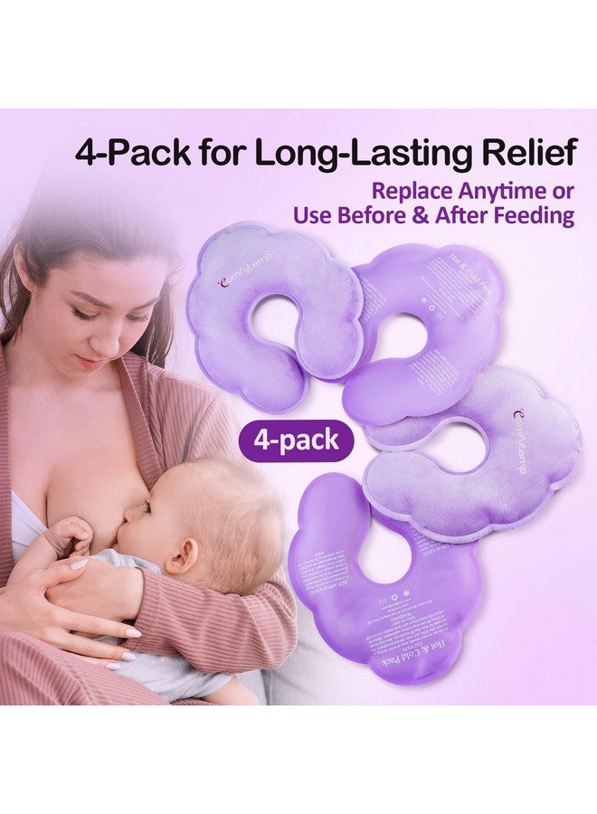 عبوات علاج الرضاعة الطبيعية من كومفيتيمب، عبوة من 4 قطع كبيرة من وسادات جل الثدي الساخنة والباردة مزدوجة الجوانب، مؤهلة لحساب الادخار الصحي (FSA)، أساسية قابلة لإعادة الاستخدام لما بعد الولادة لتخفيف الألم، والتهاب الثدي، واحتقان الثدي، وهدايا للأمهات الجدد. - Image 1