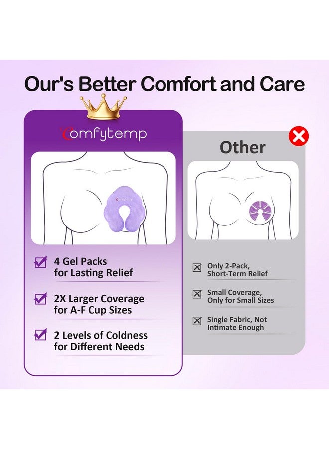 عبوات علاج الرضاعة الطبيعية من كومفيتيمب، عبوة من 4 قطع كبيرة من وسادات جل الثدي الساخنة والباردة مزدوجة الجوانب، مؤهلة لحساب الادخار الصحي (FSA)، أساسية قابلة لإعادة الاستخدام لما بعد الولادة لتخفيف الألم، والتهاب الثدي، واحتقان الثدي، وهدايا للأمهات الجدد. - Image 2