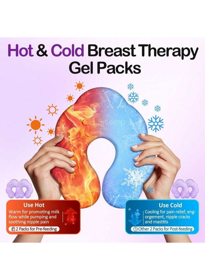 عبوات علاج الرضاعة الطبيعية من كومفيتيمب، عبوة من 4 قطع كبيرة من وسادات جل الثدي الساخنة والباردة مزدوجة الجوانب، مؤهلة لحساب الادخار الصحي (FSA)، أساسية قابلة لإعادة الاستخدام لما بعد الولادة لتخفيف الألم، والتهاب الثدي، واحتقان الثدي، وهدايا للأمهات الجدد. - Image 3