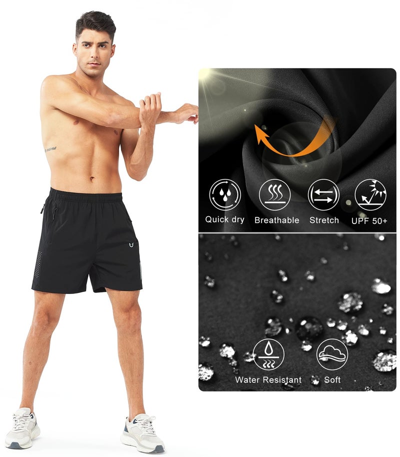 NORTHYARD Men's Athletic Running Shorts Gym Workout Shorts 7"/ 9"/ 5" Quick Dry Lightweight Sports Basketball Exercise Tennis Exercise Black-5inch XL - Image 5