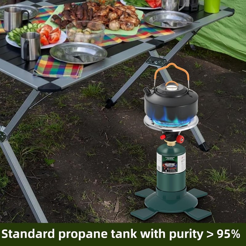 KOMAN BLUEFIRE 1lb Propane Tank Camping Propane Tank Pack of 4 Portable Canister Propane Gas Tank Small Propane Tanks for Camping Stove Outdoor Backpack Mini Burner Heater Cooking Torch Lamp - Image 2