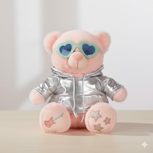 Mirada Rockstar Teddy Bear Soft Plush Toy | Silver Stuffed Animal for Kids, Boys & Girls | Soft Teddy Bear, Stuffed Animals, Cute Soft Toys, Cuddle Toy, Baby Gift, Gift Item, Room Decor Plush | 25cm - Image 2