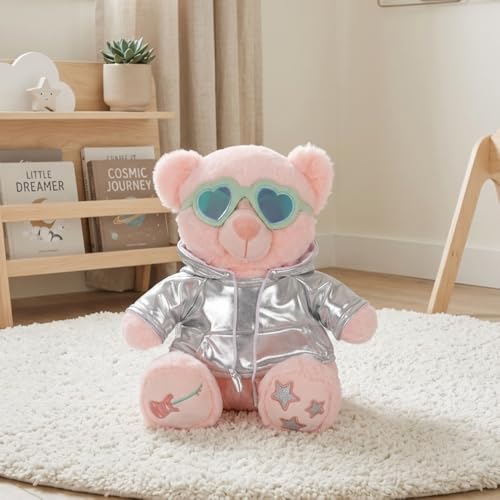 Mirada Rockstar Teddy Bear Soft Plush Toy | Silver Stuffed Animal for Kids, Boys & Girls | Soft Teddy Bear, Stuffed Animals, Cute Soft Toys, Cuddle Toy, Baby Gift, Gift Item, Room Decor Plush | 25cm - Image 1