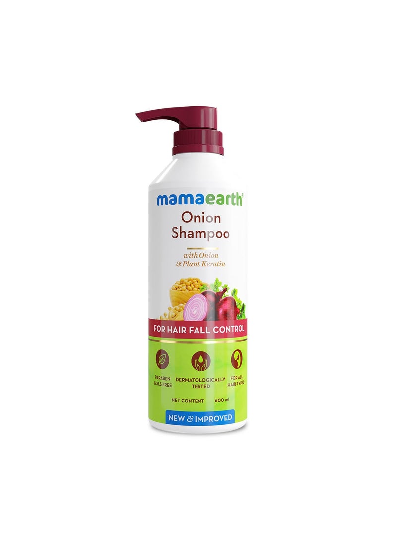 Mamaearth MAMAEARTH Onion Shampoo for Hair Growth & Loss Control | Moisturizing Gentle Scalp Cleanser with Plant Keratin | Sulfate & Paraben Free | 20.29 Fl Oz (600ml) 