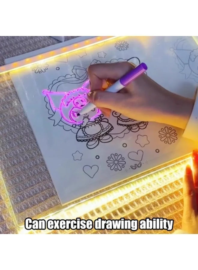 لوحة رسم مضيئة للأطفال - لوحة رسم LED مضيئة، لعبة فنية تعليمية آمنة للعين للأولاد والبنات، هدية إبداعية للأطفال من سن 3 سنوات فما فوق - Image 5