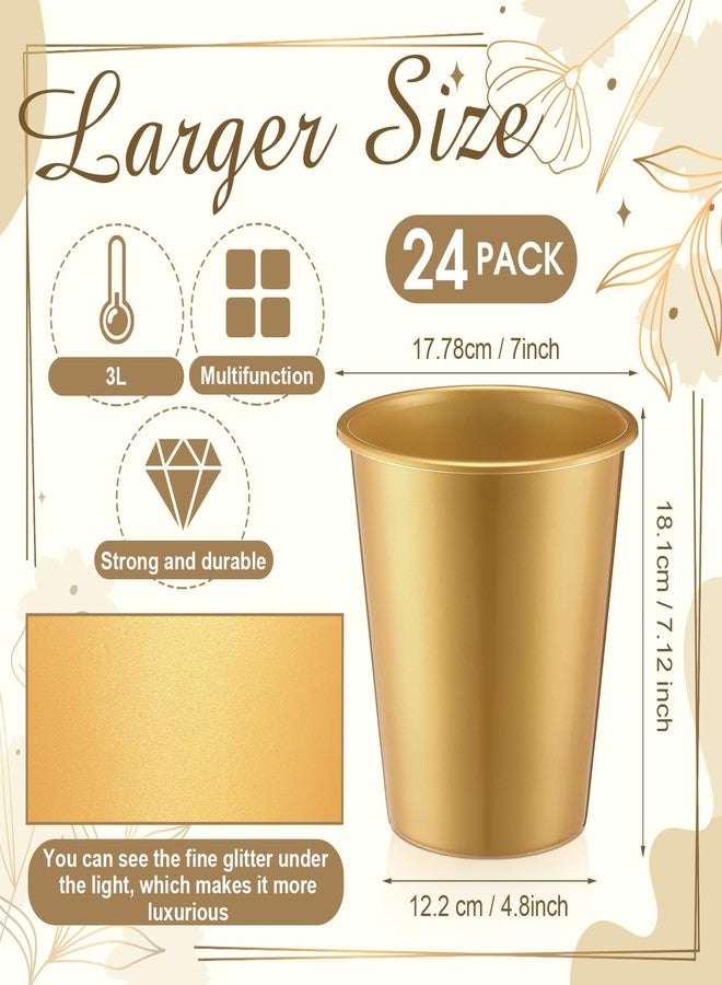 Layhit 24 Packs Plastic Ice Buckets for Parties 3 Liters Wine Bucket Portable Ice Holder Disposable Wine Cooler for Party Wedding Party Beverage Champagne Soda and Beer(Gold) - Image 2