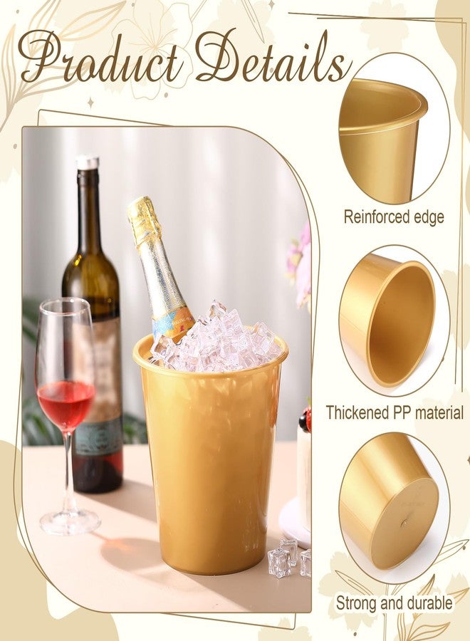 Layhit 24 Packs Plastic Ice Buckets for Parties 3 Liters Wine Bucket Portable Ice Holder Disposable Wine Cooler for Party Wedding Party Beverage Champagne Soda and Beer(Gold) - Image 3