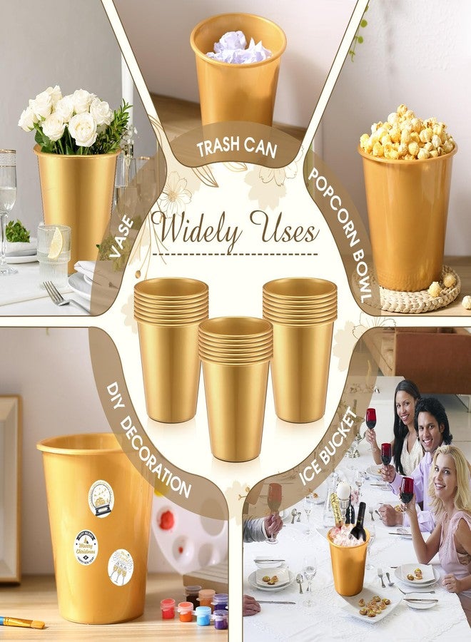 Layhit 24 Packs Plastic Ice Buckets for Parties 3 Liters Wine Bucket Portable Ice Holder Disposable Wine Cooler for Party Wedding Party Beverage Champagne Soda and Beer(Gold) - Image 4