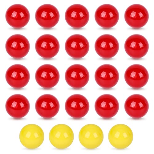 POPLAY Hungry Hippos Game Balls 24PCS Replacement Marbles for Kids Board Games Marble Run Toys Chinese Checkers Ball 20 Red Balls with 4 Extra Yellow One - Image 1
