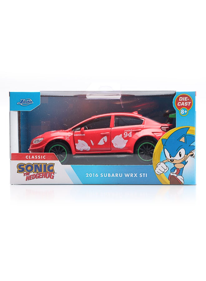 Jada Classic Sonic the Hedgehog 2016 Subaru WRX STI #94 Knuckles Die-cast Car (1:32, Red) - Image 1