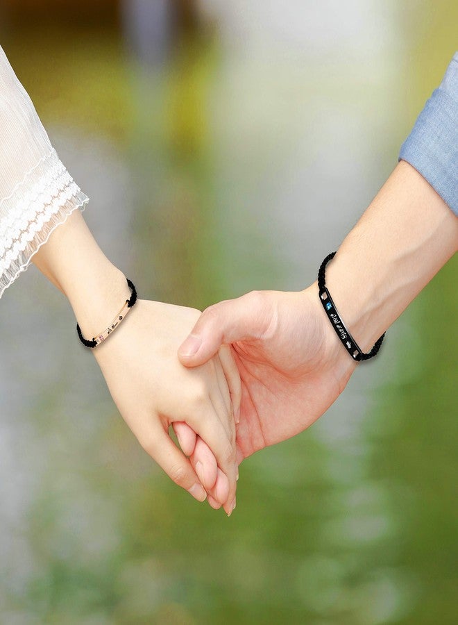 يولوفيدو سوار Uloveido للأزواج، ملكته وملكها، مصنوع يدويًا من حبل مضفر قابل للتعديل، مناسب للنساء والرجال (ملكة وملك). - Image 2