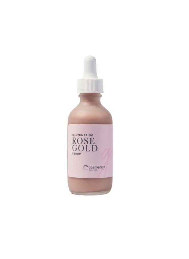 Cosmedica Skincare Illuminating Rose Gold Facial Serum Elixir with hydrating Aloe and Hyaluronic Acid for a light highlighting Primer - Natural makeup or no makeup look with dewy finish (2 oz.)  - Image 2