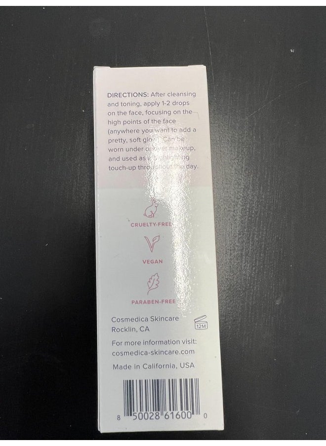 Cosmedica Skincare Illuminating Rose Gold Facial Serum Elixir with hydrating Aloe and Hyaluronic Acid for a light highlighting Primer - Natural makeup or no makeup look with dewy finish (2 oz.)  - Image 3