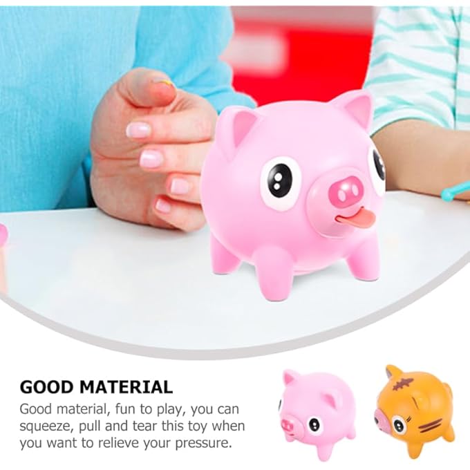 VICASKY 2 Pieces Squeeze Toy with Tongue Hanging Animal Shape Cartoon Motif Stress Relief Toy Compact Design Charming Look Durable Washable Reusable - Image 4