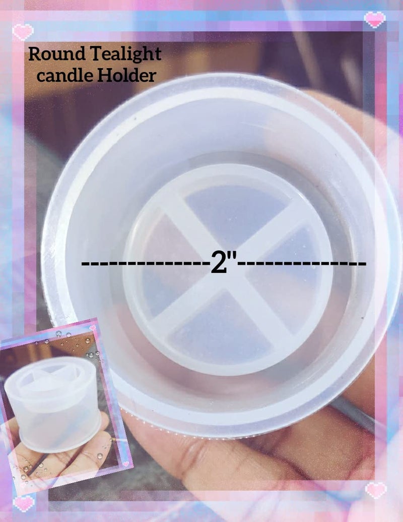 SNOOGG 2 INCH Round Tealight Candle Holder Mold for Epoxy Resin, Silicone Pillar Cylinder Candle Holder Resin Silicone Mold for Resin Casting Pack-4 - Image 3