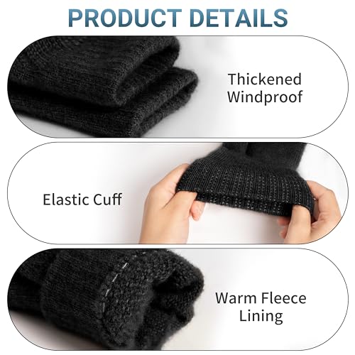 TOBEHIGHER Winter Gloves - Women's Cold Weather Touch Screen Alpaca Fleece Knit Gloves with Elastic Cuff - Image 5