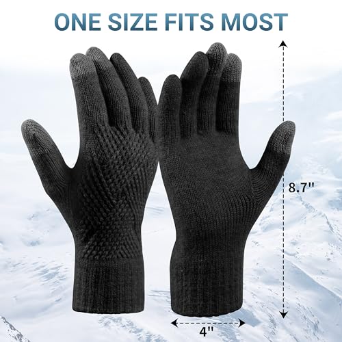 TOBEHIGHER Winter Gloves - Women's Cold Weather Touch Screen Alpaca Fleece Knit Gloves with Elastic Cuff - Image 3