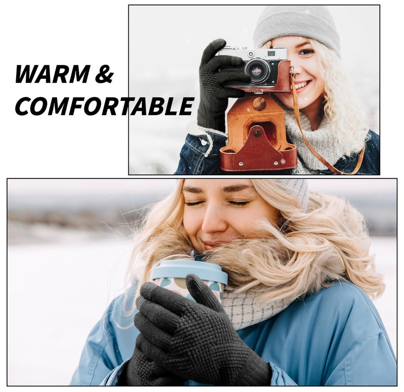 TOBEHIGHER Winter Gloves - Women's Cold Weather Touch Screen Alpaca Fleece Knit Gloves with Elastic Cuff - Image 2