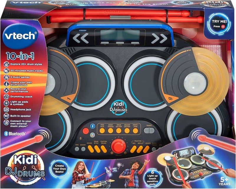 Vtech - KIDI DJ DRUMS Light up kit with Bluetooth® and Audio Port - Multicolour Kidi drum create your own music Suitable for ages 5 + up - Image 4