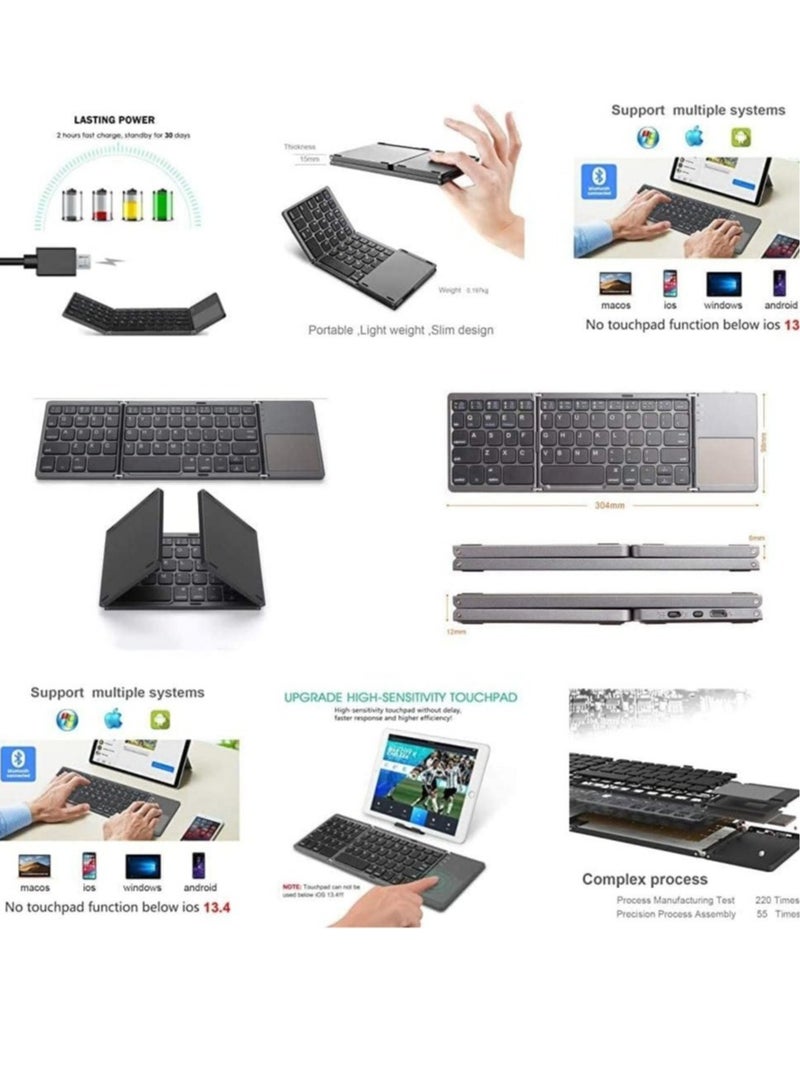 ELTRAZONE Foldable Bluetooth Keyboard, Rechargeable Portable Wireless Keyboard with Touchpad compatible with Iphone12 Pro Max,Tablet,iPad - Image 5