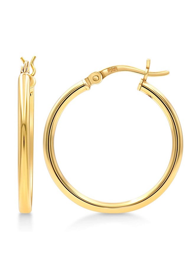 Kezef - 925 Sterling Silver Hoop Earrings For Women, Men | 2Mm Thin High Polished Silver Hoop Earrings Hypoallergenic | Lightweight Jewelry Earring 25Mm Diameter, Yellow Gold Plated Hoops - Image 1