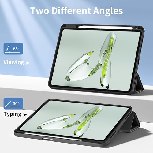 TGK Rotating Case Cover for OnePlus Pad Go 11.35 inch Tablet with Pencil Holder Trifold Stand Covers Clear Back (Grey) - Image 3