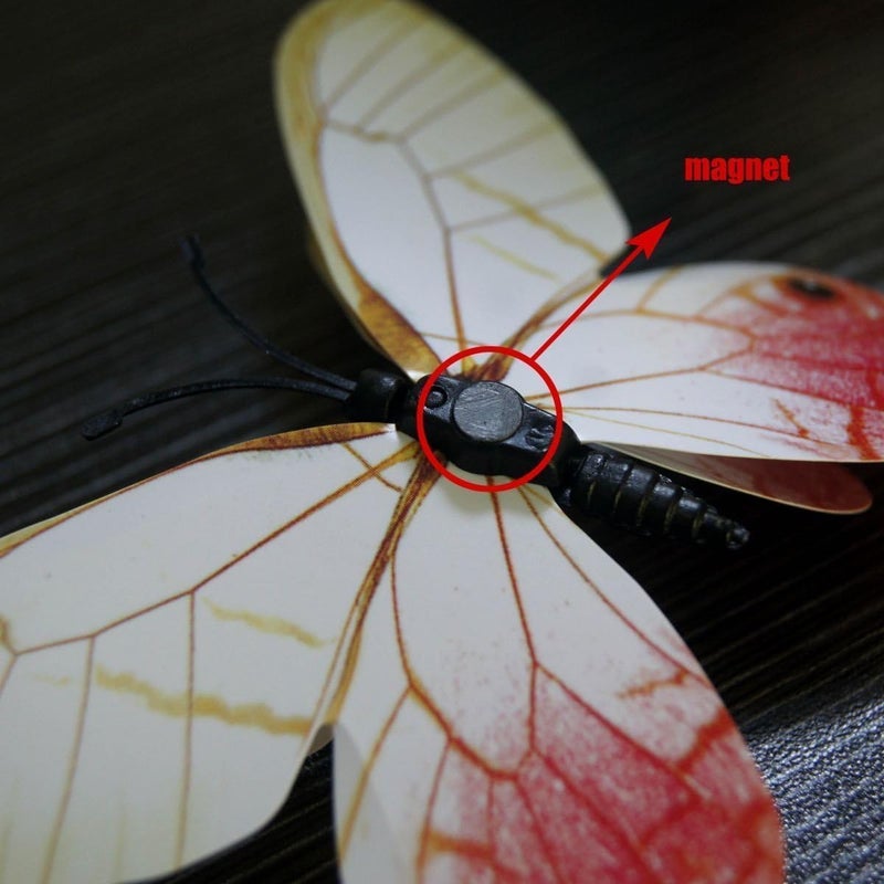 Pindia 12 قطعة ملصقات جدارية معدنية ثلاثية الأبعاد على شكل فراشة لتزيين المنزل والحفلات والزفاف (وردي) - Image 3