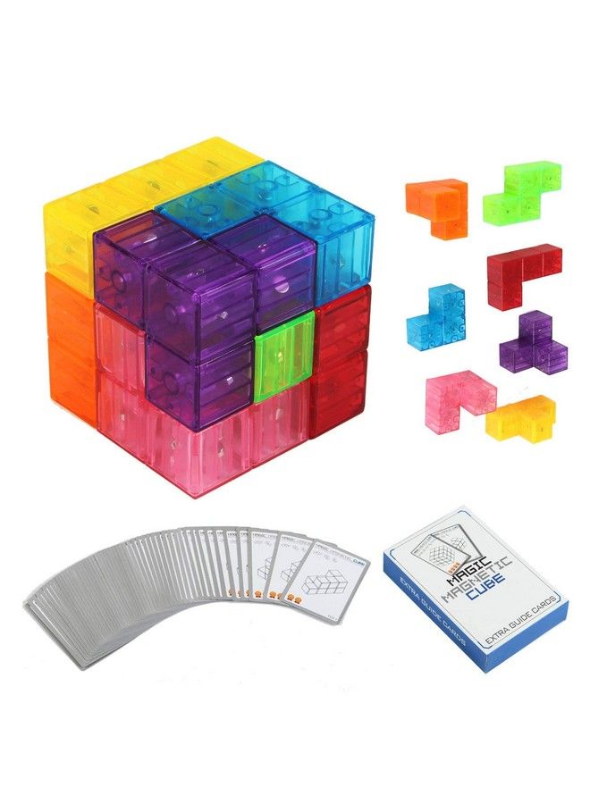 Magnetic Soma Cube Block Children Educational Toys Magnetic Tiles For Kids Stress Relief Toy Puzzle Cubes To Develops Intelligence, Ideal For Birthday Gifts (Crystal) - Image 2