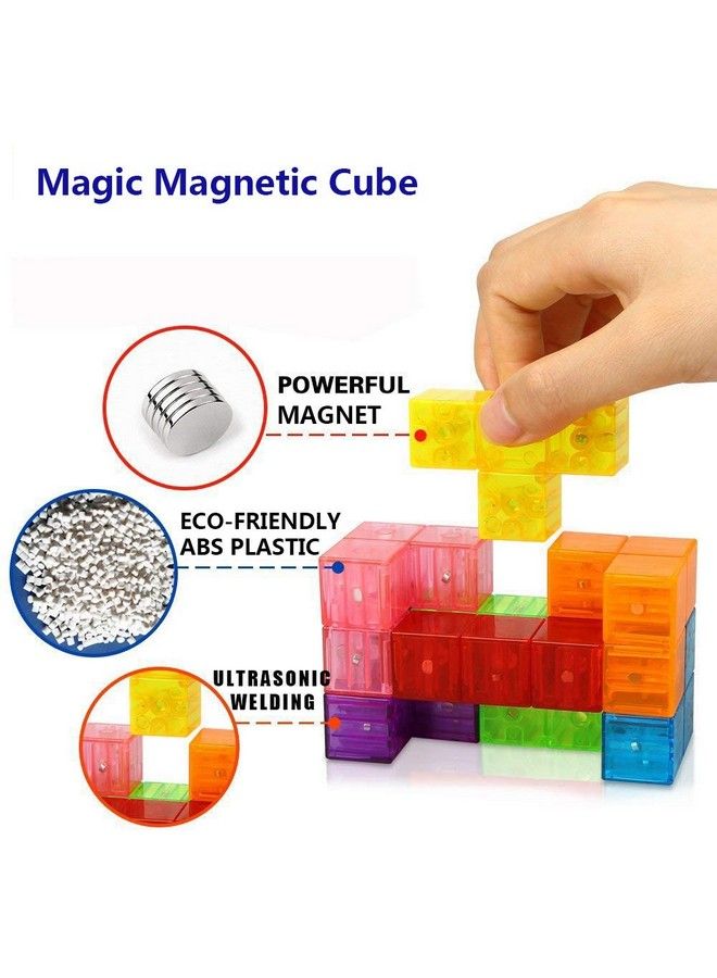 Magnetic Soma Cube Block Children Educational Toys Magnetic Tiles For Kids Stress Relief Toy Puzzle Cubes To Develops Intelligence, Ideal For Birthday Gifts (Crystal) - Image 3