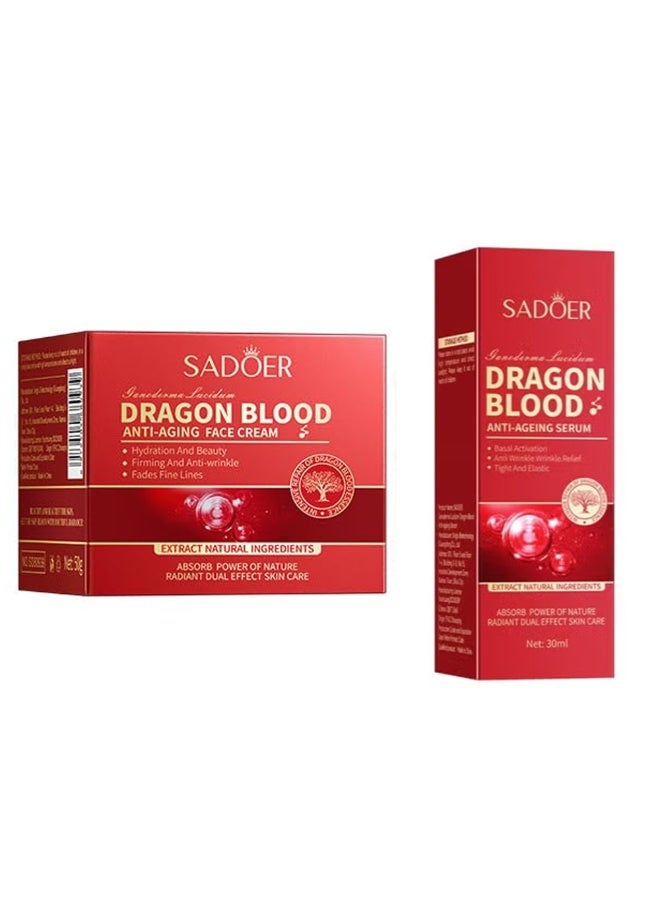 SADOER Dragon Blood Anti-Aging Face Cream 50gm & Dragon Blood Anti-Ageing Serum 30ml - Image 1